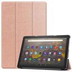 For Amazon Fire HD 10 (2021) Custer Texture Horizontal Flip Leather Case with Three-folding Holder & Sleep / Wake-up Function(Rose Gold)