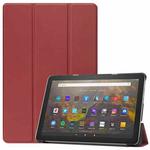 For Amazon Fire HD 10 (2021) Custer Texture Horizontal Flip Leather Case with Three-folding Holder & Sleep / Wake-up Function(Wine Red)