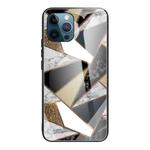 Abstract Marble Pattern Glass Protective Case For iPhone 11(Rhombus Golden)