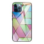 For iPhone 12 / 12 Pro Abstract Marble Pattern Glass Protective Case(Rhombus Gradient)