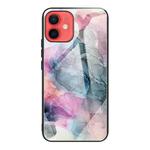 For iPhone 12 mini Abstract Marble Pattern Glass Protective Case (Abstract Multicolor)