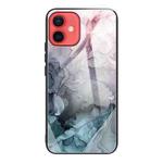 For iPhone 12 mini Abstract Marble Pattern Glass Protective Case (Abstract Light Pink)