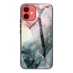 For iPhone 12 mini Abstract Marble Pattern Glass Protective Case (Abstract Black)