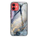 For iPhone 12 mini Abstract Marble Pattern Glass Protective Case (Abstract Gold)