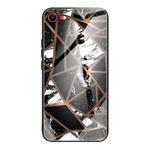 For iPhone SE 2022 / SE 2020 / 8 / 7 Abstract Marble Pattern Glass Protective Case(Rhombus Black)