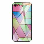 For iPhone SE 2022 / SE 2020 / 8 / 7 Abstract Marble Pattern Glass Protective Case(Rhombus Gradient)