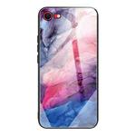 For iPhone SE 2022 / SE 2020 / 8 / 7 Abstract Marble Pattern Glass Protective Case(Abstract Red)