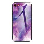 For iPhone SE 2022 / SE 2020 / 8 / 7 Abstract Marble Pattern Glass Protective Case(Abstract Purple)