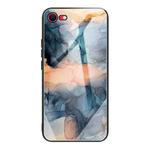 For iPhone SE 2022 / SE 2020 / 8 / 7 Abstract Marble Pattern Glass Protective Case(Abstract Blue)