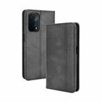 For OPPO A54 5G / A74 5G / A93 5G Magnetic Buckle Retro Crazy Horse Texture Horizontal Flip Leather Case with Holder & Card Slots & Photo Frame(Black)