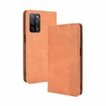 For OPPO A55 5G / A53s 5G Magnetic Buckle Retro Crazy Horse Texture Horizontal Flip Leather Case with Holder & Card Slots & Photo Frame(Brown)