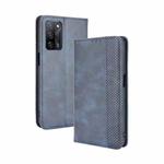 For OPPO A55 5G / A53s 5G Magnetic Buckle Retro Crazy Horse Texture Horizontal Flip Leather Case with Holder & Card Slots & Photo Frame(Blue)
