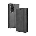 For Huawei P50 Magnetic Buckle Retro Crazy Horse Texture Horizontal Flip Leather Case with Holder & Card Slots & Photo Frame(Black)