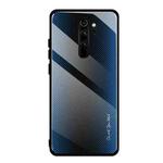 For Xiaomi Redmi Note 8 Pro Carbon Fiber Texture Gradient Color Glass Case(Blue)