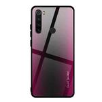 For Xiaomi Redmi Note 8 Carbon Fiber Texture Gradient Color Glass Case(Magenta)