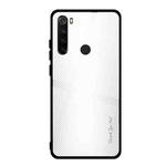 For Xiaomi Redmi Note 8 Carbon Fiber Texture Gradient Color Glass Case(White)