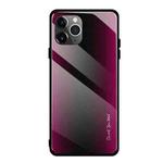 For iPhone 11 Pro Max Carbon Fiber Texture Gradient Color Glass Case(Magenta)