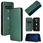 For Xiaomi Black Shark 4 / 4 Pro Carbon Fiber Texture Horizontal Flip TPU + PC + PU Leather Case with Card Slot(Green)