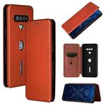 For Xiaomi Black Shark 4 / 4 Pro Carbon Fiber Texture Horizontal Flip TPU + PC + PU Leather Case with Card Slot(Brown)