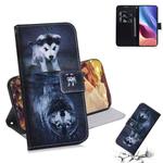 For Xiaomi Redmi K40 / K40 Pro / Poco F3 Coloured Drawing Horizontal Flip Leather Case, with Holder & Card Slots & Wallet(Wolf and Dog)