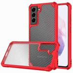 Carbon Fiber Acrylic Shockproof Protective Case For Samsung Galaxy S21+ 5G(Red)