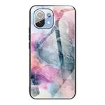For Xiaomi Mi 11 Abstract Marble Pattern Glass Protective Case(Abstract Multicolor)