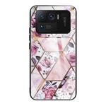 For Xiaomi Mi 11 Ultra Abstract Marble Pattern Glass Protective Case(Rhombus Rose)