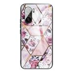 For Xiaomi Redmi K40 / K40 Pro / K40 Pro+ Abstract Marble Pattern Glass Protective Case(Rhombus Rose)