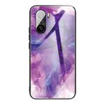 For Xiaomi Redmi K40 / K40 Pro / K40 Pro+ Abstract Marble Pattern Glass Protective Case(Abstract Purple)