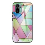 For Xiaomi Redmi Note 10 Abstract Marble Pattern Glass Protective Case(Rhombus Gradient)