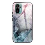 For Xiaomi Redmi Note 10 Abstract Marble Pattern Glass Protective Case(Abstract Light Pink)