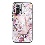For Xiaomi Redmi Note 10 Pro / Note 10 Pro Max Abstract Marble Pattern Glass Protective Case(Rhombus Rose)