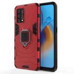 For OPPO A74 4G Shockproof PC + TPU Protective Case with Magnetic Ring Holder(Red)
