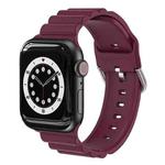 Business B Style Silicone Watch Band For Apple Watch Ultra 49mm / Series 8&7 45mm / SE 2&6&SE&5&4 44mm / 3&2&1 42mm(Wine Red)