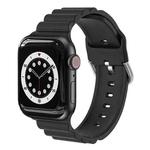 Business B Style Silicone Watch Band For Apple Watch Series 7 41mm / 6 & SE & 5 & 4 40mm / 3 & 2 & 1 38mm(Black)