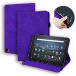 For Amazon Fire HD 10 2023 / 10 Plus (2021) Calf Pattern Double Folding Design Embossed Leather Case with Holder & Card Slots & Pen Slot & Elastic Band(Purple)