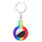 Shockproof Anti-scratch Rainbow Silicone Protective Case Cover with Hang Loop for AirTag(Rainbow)