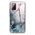 For Samsung Galaxy A02s (US Version) Abstract Marble Pattern Glass Protective Case(Abstract Light Pink)