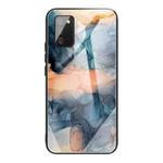 For Samsung Galaxy A02s (US Version) Abstract Marble Pattern Glass Protective Case(Abstract Blue)