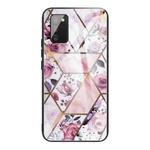 For Samsung Galaxy A02s (EU Version) Abstract Marble Pattern Glass Protective Case(Rhombus Rose)