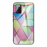 For Samsung Galaxy A02s (EU Version) Abstract Marble Pattern Glass Protective Case(Rhombus Gradient)