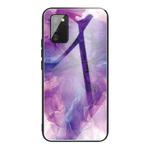 For Samsung Galaxy A02s (EU Version) Abstract Marble Pattern Glass Protective Case(Abstract Purple)