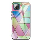 For Samsung Galaxy A12 5G Abstract Marble Pattern Glass Protective Case(Rhombus Gradient)