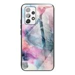 For Samsung Galaxy A32 4G (EU Version) Abstract Marble Pattern Glass Protective Case(Abstract Multicolor)