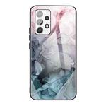 For Samsung Galaxy A32 4G (EU Version) Abstract Marble Pattern Glass Protective Case(Abstract Light Pink)