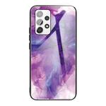 For Samsung Galaxy A32 4G (EU Version) Abstract Marble Pattern Glass Protective Case(Abstract Purple)