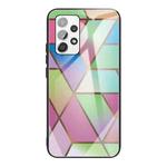 For Samsung Galaxy A32 5G Abstract Marble Pattern Glass Protective Case(Rhombus Gradient)
