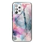 For Samsung Galaxy A32 5G Abstract Marble Pattern Glass Protective Case(Abstract Multicolor)