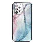 For Samsung Galaxy A32 5G Abstract Marble Pattern Glass Protective Case(Abstract Gray)