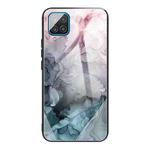 For Samsung Galaxy A42 5G Abstract Marble Pattern Glass Protective Case(Abstract Light Pink)